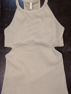 Free People Amanda Tank Ribbed Halter Cutout Top - SAGE GREEN Summer Time